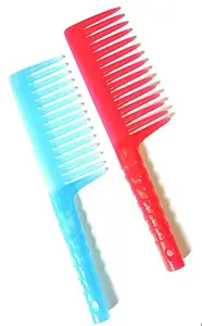 advancedestore Shampoo Comb With Wide Teeth Shower Comb For Curly Wavy Messy Hair Unisex Detangling Comb for Men and Women Multicolor-Plastic Hair Combs(2pcs)