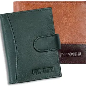 DUO DUFFEL RFID Blocking Genuine Leather Men and Women Wallet & Card Holder Combo