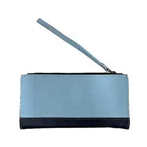 It's NE Bags It’s NE Women Soft Vegan Leather Wallet Purse Multifunction Organizer Card Holder and a Coin Compartment. (Blue)