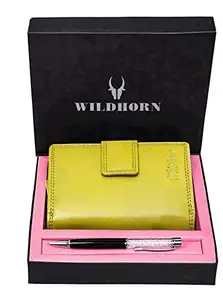 WildHorn Carolina Ladies Leather Wallet Combo (Yellow)