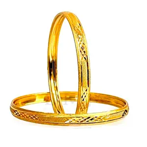 DMJ Premium Gold-Plated Handcrafted Trendy Bangles Jewellery for Women & Girl's (Set Of 2) (DBS212) (2.8)