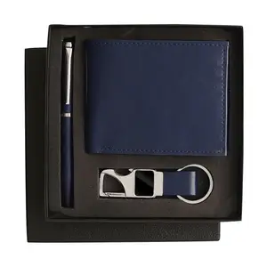 Avighna Pen, Keychain and Men’s Wallet Combo Gifts for Men | Birthday Gifts for Men | Corporate Gifts - Blue (sr222)