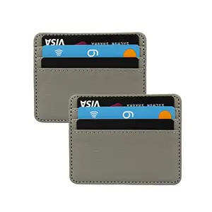 Stealodeal Stealodea Grey Slim Leather ATM/Credit/Debit Men/Women 4 Slots Card Holder (Pack of 2)