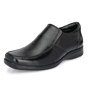 Auserio Men's Full Grain Leather Slip On Formal Shoes | Anti Skid Sole | Padded Collar | Shoes for Office & Parties & All Occassions | Black 7 UK (SSE 246)
