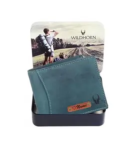 WildHorn Customised Gifts For Men | Personalized Leather Wallet Mens -Name/Logo Printed On I Unique Birthday Anniversary Gift Boy Love Husband Employees Clients, Blue Hunter,2