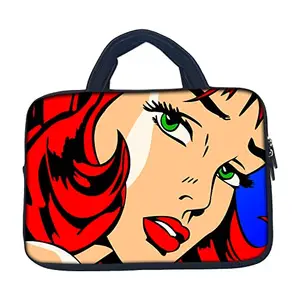 TheSkinMantra Chain Laptop Sleeve Bag Compatible with Laptop/Macbooks/Chrombook/Notebook/Zbook (15.6 Inch [Handle], Girl with a Green Eyes)