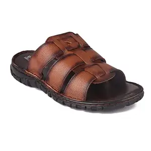 Red Chief Tan Leather Slippers and Sandals for Men