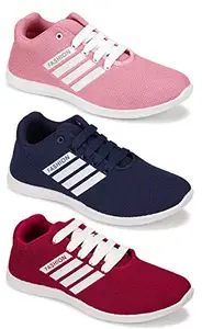 WORLD WEAR FOOTWEAR Multicolor (5054-5048-5049) Women's Casual Sports Running Shoes 4 UK (Set of 3 Pair)