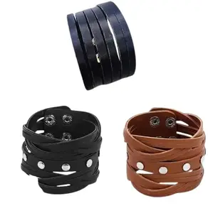 KJ Verma Leather Cuff (Pack of 3) Combo_3Band