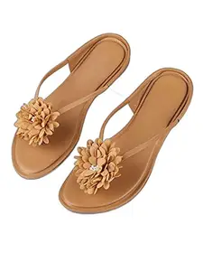 Bagadiya Trading Walktrendy Womens Synthetic Tan Open Toe Flats - 5 UK (Wtwf55_Tan_38)