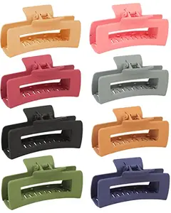 Sawowkuya 8 Pcs Strong Hold Hair Claw Clips for Women Girls, 4.1 Inch Non-slip Hair Clips for Thick Hair, Hair Clamps Rectangle Claw Clips for Thin Hair, Acrylic Banana Claw Clips Hair Styling Accessories