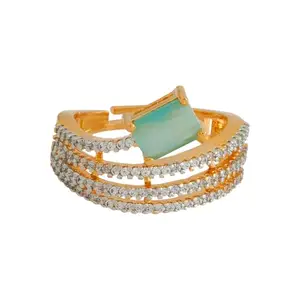 Kushal's Fashion Jewellery Mint Rodium Gold Plated Ethnic Zircon Finger Ring - 425198