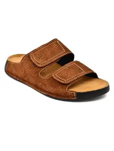 NICO NERINI Men's Leather Comfort Slippers | Slip-On Round Toe | Soft TPR Sole | Indoor/Outdoor | Lightweight & Durable