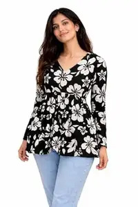 SANWARIYA PRINT Women,s Rayon Floral Printed Tunic Top Full Sleeve