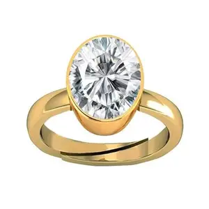 KUSHMIWAL GEMS 15.00 Ratti 14.50 Carat Zircon Ring Diamond Ring American Diamond Zircon Stone Gold Plated Metal Adjustable Ring for Men and Women