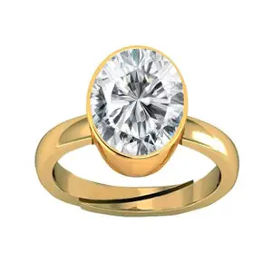 Zircon Gold Plated Ring 8.25 Ratti 7.70 Carat Diamond Ring American Diamond Zircon Stone Metal Adjustable Ring for Men and Women (A113)