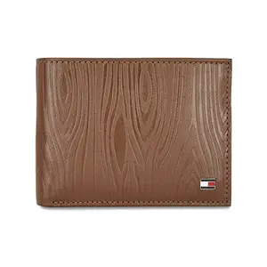Tommy Hilfiger Roland Leather Passcase Wallet for Men - Tan, 12 Card Slots