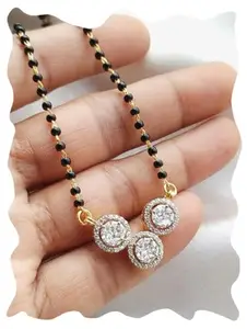Y K COLLECTION Women's Stone Manglasutra, Crystal Manglasutra Fancy Diamond Studded Brass Material,Wear In All Occasions (Y_K_123239_Multi_Free Size)