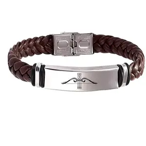 M Men Style Om Dhanush (Bow and Arrow) Leather Weave Bracelets for Mens Women Magnetic Lock Clasp Genuine Bracelet Wristband Vintage Cuff Jewelry Friendship Couple SBr2024268