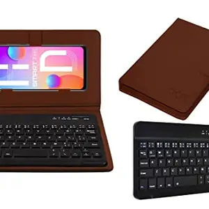 ACM Wireless Bluetooth Keyboard Case Compatible with Infinix Smart 7 Hd Mobile Flip Cover Stand Study Gaming Brown