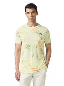 TECHNOSPORT Men's Abstract Print Slim Fit Round Neck with Technocool+ Sports T-Shirt for Running, Sports, Gym & Regular Use