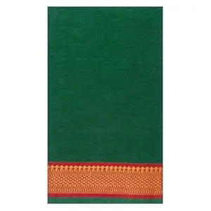 Nritya Handlooms Bharatanatyam And Kuchipudi Dance Practice sarees (Green WIth Red And Gold Colour Mangalagiri Design Border)