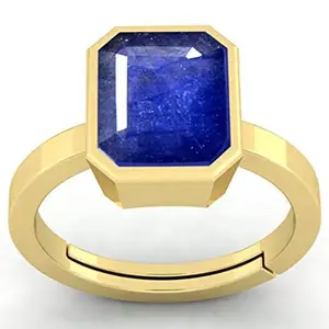 Anuj Sales 3.00 Ratti 2.50 Carat Lab - Certified Unheated Untreatet AAA+ Quality Natural Blue Sapphire Neelam Gold Adjustable Gemstone Ring for Women's and Men's