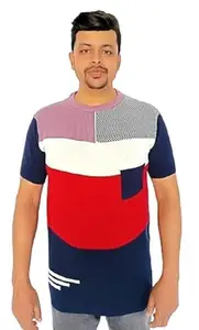 OM SAI Garment Company || Fashion Men's Colour-Block Slim Fit Half Sleeve Cotton Polo T-Shirt || Multicolor (Medium)
