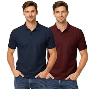 DIAZ Men’s Half Sleeve Polo T-Shirt | Half Sleeves Polo Neck T Shirt for Men | Half Sleeve Polo Tshirt | Regular Fit Solid Casual Wear Office Wear T-Shirt-Pack of 2