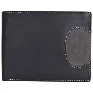 Leatherman Fashion LMN Genuine Leather Black Grey Unisex Wallet 7 Card Slots