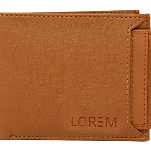 LOREM Tan Removable Card Holder Bi-Fold Faux Leather 7 ATM Card Slots Wallet for Men WL03-C