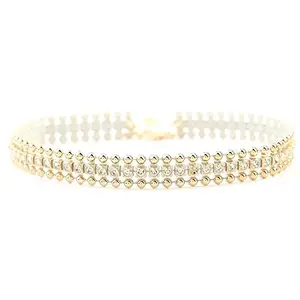 OOMPH Jewellery 'S Gold & White Crystal Choker Necklace For Women