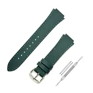 Lineon 18mm Premium Leather Watch Strap Cut Pattern Specially Compatible With CASIO Royale ae1200, DW-291H, F-91W, F91W, AE-1400wh, A168WA, SGW-300, W-218H, AE-1000w, A158wa with Tool and Pins