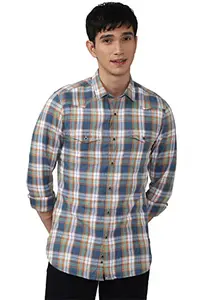 Peter England Men's Slim Fit Shirt (PJSFPSSHE33851_Multicolour 44)