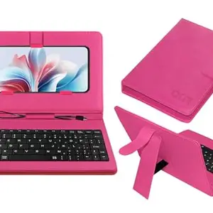 ACM Keyboard Case Compatible with Samsung Galaxy M15 Mobile Flip Cover Stand Direct Plug & Play Device for Study & Gaming Pink