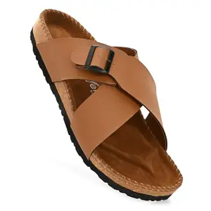 Vellinto NESU Cross Strap Sandal ll Synthetic Leather Cork Sandals with Adjustable Buckle Straps