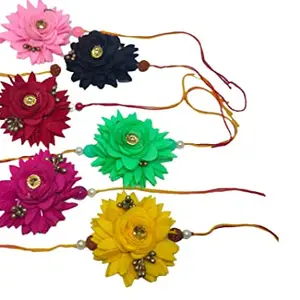 V FASHION JEWELLERY Beautyful Flower Rakhi For Brother/Rakhi For Bhai/Rakhi For Bhaiya/Rakhi For Kids/Rakhi For Sister BIG COMBO RAKHI PACK OF 6