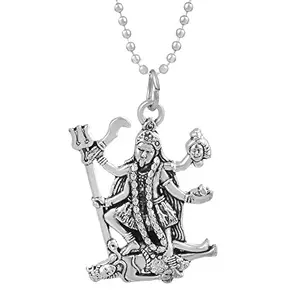 morir Silver Plated Goddess Kali, Mother Kali, Maa Kali Durga Chain Pendant for Men & Women