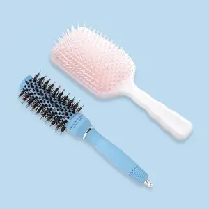 Homestic Hair Brush | Bristles Brush | Hair Brush with Paddle | Sharp Hair Brush for Woman | Suitable For All Hair Types | TGX5232-XH45PNK | Ice Blue & Pink