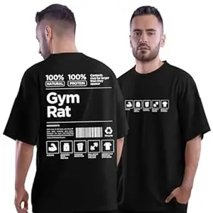 DUDEME Black Oversized Workout T Shirt | Gym T Shirt for Men and Women | Unisex 100% Cotton Gym Tshirt