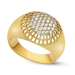 Mahi Creation Men's Finger Ring Brass With Diamond Stylish Design Gold Plated-33 (22)