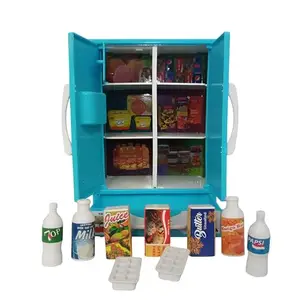 Sri Sisters Toy Refrigerator Kitchen Play Set for Kids | Miniature Fridge Toy with Food Accessories | Pink, Light Green & Blue Color Options | Non-Toxic Plastic | Age 3+ Pretend Play Fridge|14x10cm