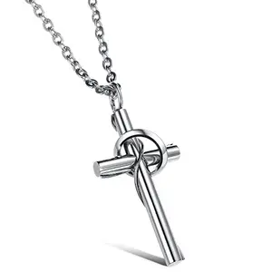 Asma Jewel House Cross and Ring Pendant Necklace for Men - Stainless Steel Chain, 22-inch Adjustable Length, Rust Resistant, Gift Box Included