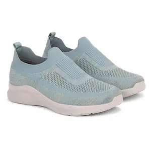 Aqualite PLS-254 Women Casual Shoes, Breathable Mesh Ladies Shoes, Lightweight Casual Shoes for Women Stylish Foam & PU Sole Slip-On with no Heel, Idol for Walking Jogging Travel Grey Sky Blue Size-8