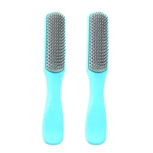 UMAI Flat Hair Brush with Strong & Flexible Bristles | Curl Defining Brush for Thick Curly & Wavy Hair | Small Size | Hair Styling Brush for Women & Men (Blue, Pack of 2)