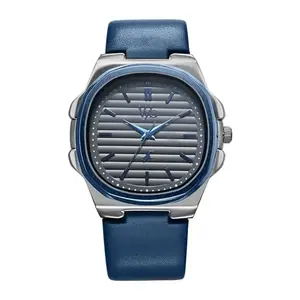 Fastrack Vyb Quartz Analog Gun Dial Blue Genuine Leather Strap Watch for Men-FV30011KL01W