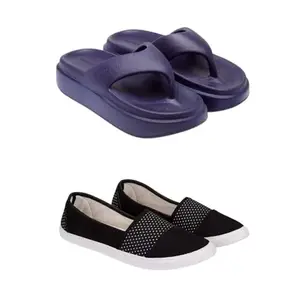 ZENWEAR Extra Soft Classic Casual wear with Flexibility Technology Flip Flop Combo for Women's/Girl's(6112+1680)(4) Multicolor