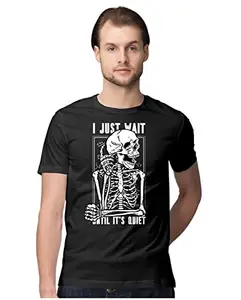 ALLEN BLACK Men's Regular Fit T-Shirt Funny Teacher Skeleton 100% Cotton T-Shirt Black_FUNTEACHSKL-Black 5XL Men Round_