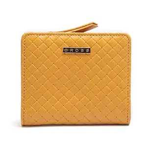 Cross Edgy Eve Small Compact Vegan Leather Wallet for Women Latest Ladies Purse with Card Holder Compartment with Zipper Closure | Ideal Gift Option - Mustard Color