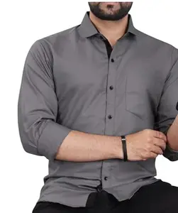 Shirts for Men || Casual Shirt for Men || Shirt for Men|| Men Stylish Shirt || Men Fancy Shirt || Men Full Sleeve Shirt || Plain Shirts for Men_Swiss_Cotton_10_M Grey